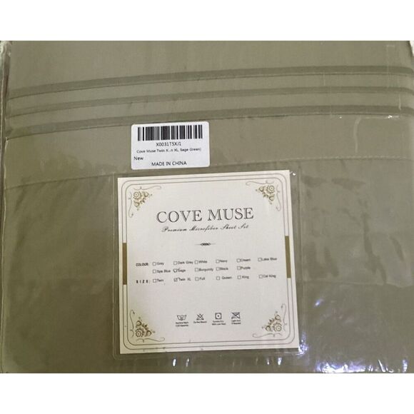 Cove Muse Microfiber Premium Sheet Set Sage Green Size Twin XL - Picture 2 of 4